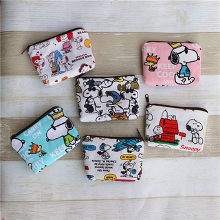 กระเป๋าใส่เหรียญ ผ้าแคนวาส ลายการ์ตูน Snoopy น่ารัก แบบพกพา สำหรับเด็ก