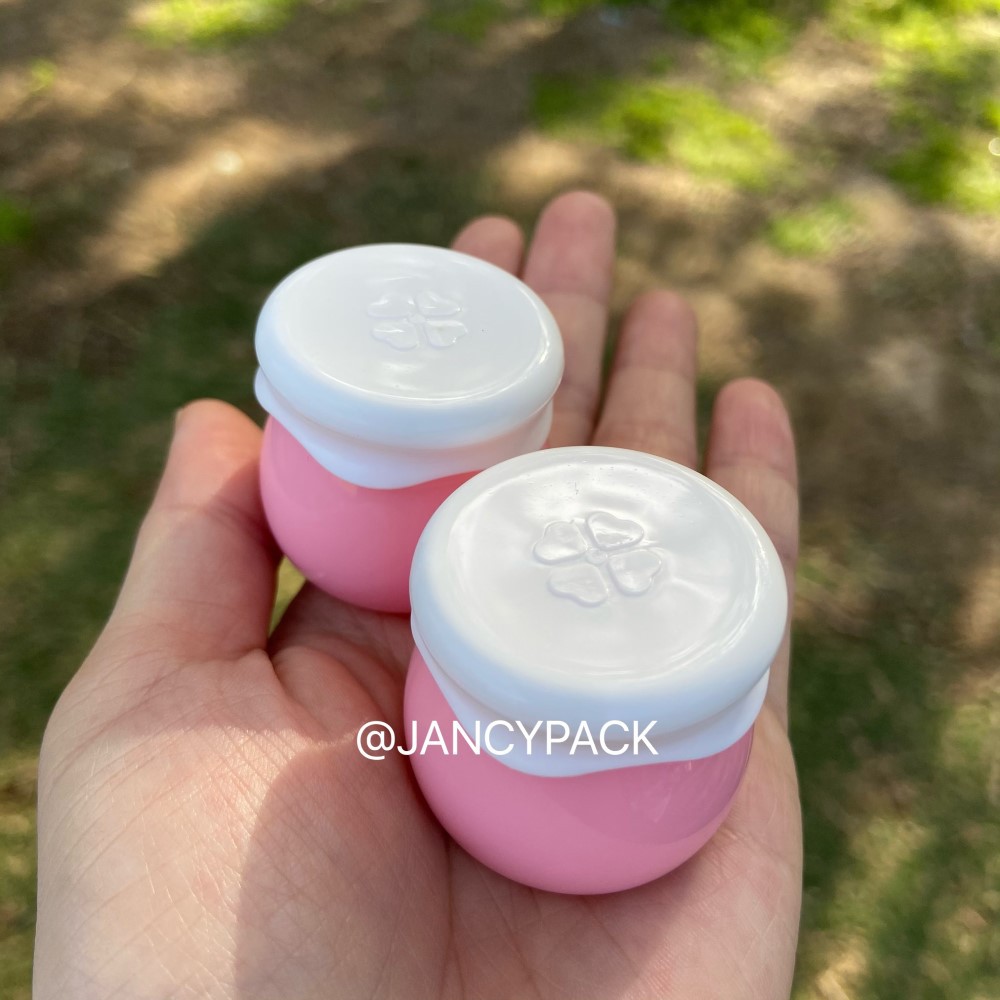 Jancy PACK กระปุกเปล่า ทรงกลม สีชมพู ขาว น่ารัก พร้อมฝาปิด สําหรับใส่ครีมขัดริมฝีปาก 10 กรัม