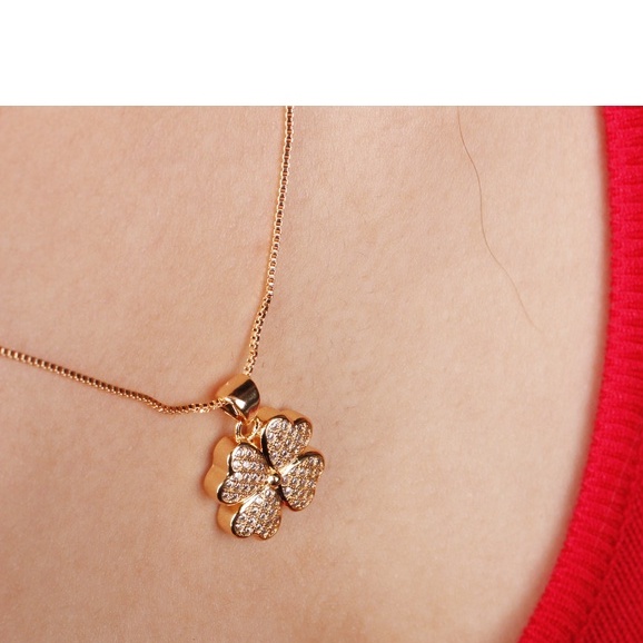 AFGY FGA 300 จี้โคลเวอร์ที่น่าทึ่ง สร้อยคอ Rantai Leher เครื่องประดับแฟชั่น