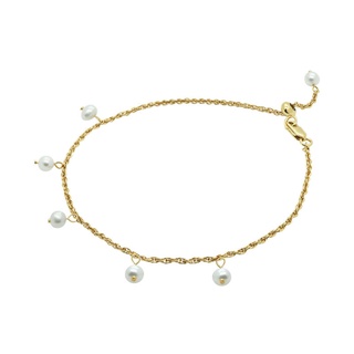 A.CEMI Jingling Pearl Bracelet สร้อยข้อมือมุกแท้ ข้อมือเงินแท้ ชุบทอง 18K โรสโกลว์