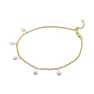 A.CEMI Jingling Pearl Bracelet สร้อยข้อมือมุกแท้ ข้อมือเงินแท้ ชุบทอง 18K โรสโกลว์