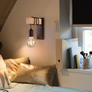 Retro Iron โคมไฟติดผนังไม้ E27 Modern Nordic ในร่ม Sconce โคมไฟติดผนังสำหรับตกแต่งบ้านห้องรับประทานอาหารข้างเตียงโคมไฟห้
