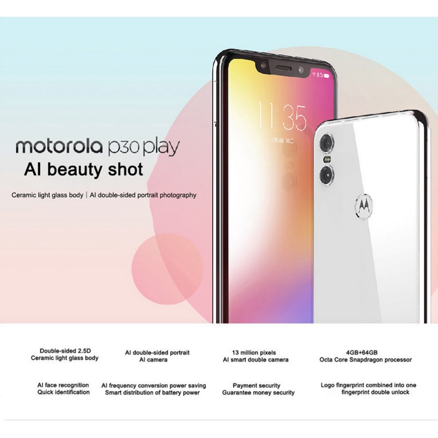 Global Motorola Moto P30 Play 5 86 Inch Smartphone Octa Core 3 Cameras 4gb Ram 64gb Rom Fingerprint Identification Shopee Thailand