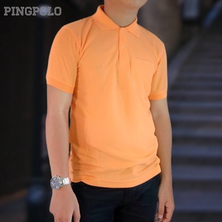 เสื้อโปโล สีส้มอ่อน มีกระเป๋าอกข้างซ้าย งานตัดเย็บคุณภาพ เกรดพรีเมี่ยม (สินค้าพร้อมส่ง)