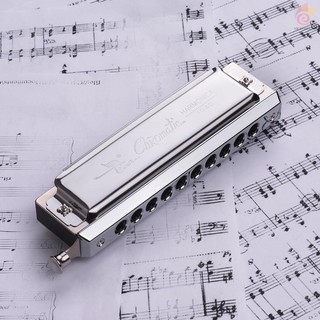 Nt Swan Chromatic Harmonica 10 หลุม 40 โทนคีย์ C สีเงินพร้อมกล่อง