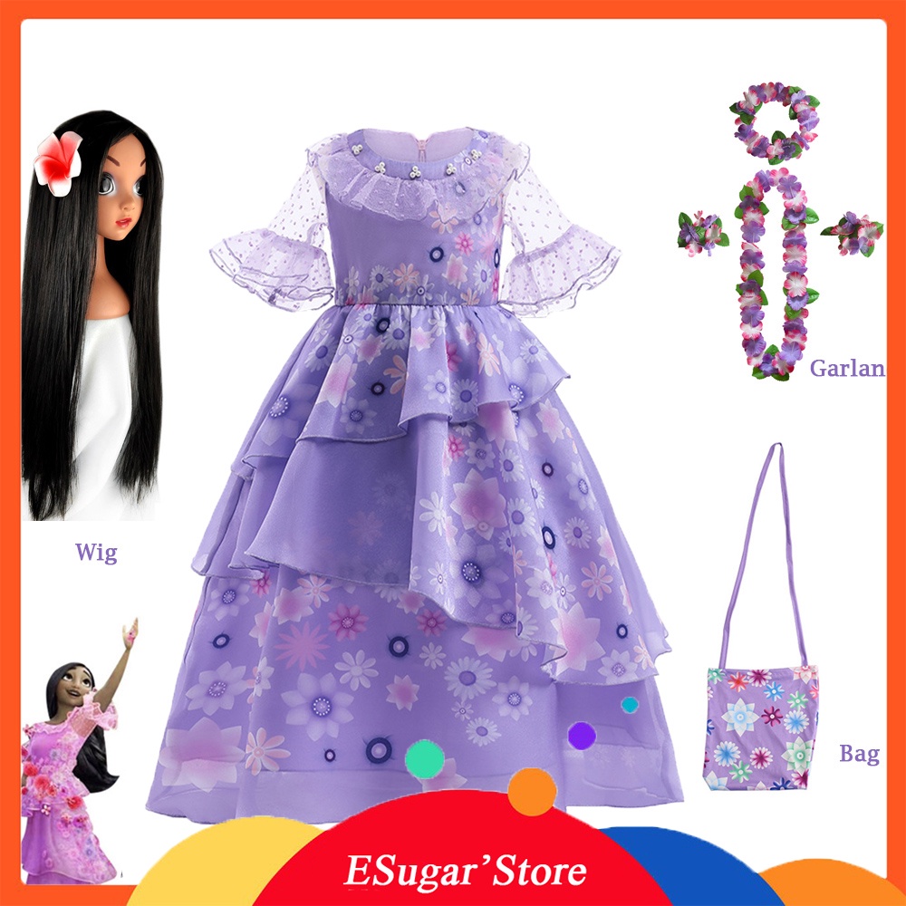 【Adult&Kids】ชุดเดรสคอสเพลย์ Isabella Encanto ลายดอกไม้ สําหรับผู้ใหญ่ และเด็ก