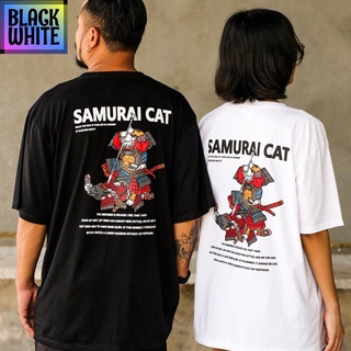 BWCB-เสื้อยืด สกรีนลาย SAMURAI CAT -​ Street apparel เสื้อคอกลม / เสื้อคู่ oversize -เสื้อผ้าอินเทรนด์เฉพาะบุคคล unisex