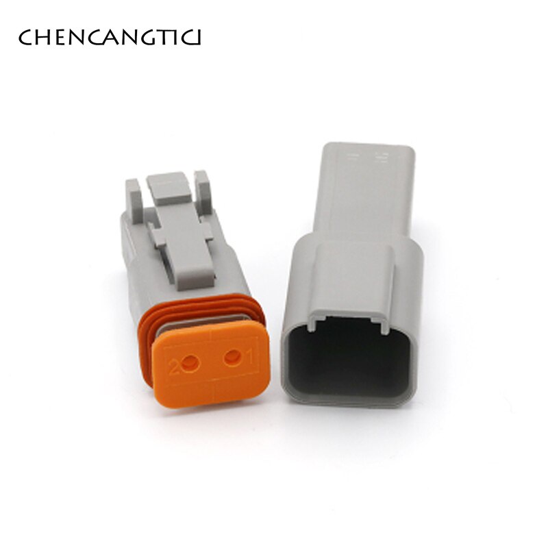 2 ชุด 2 ขา Deutsch Auto DT สายไฟชายหญิงปลั๊ก Enhanced Seal ซ็อกเก็ตพลาสติกกันน้ํา DT04-2P DT06-2S