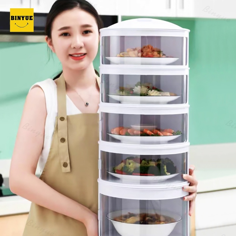Binyue HX616 ชั้นเก็บอาหาร คอนโดเก็บอาหาร ที่ใส่กับข้าว สไลด์เปิด-ปิด ถนอมอาหาร ป้องกันเชื้อโรค