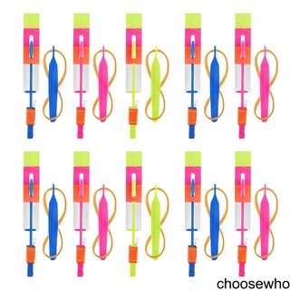 [CHOO] 10pcs LED Light Rocket Helicopter Flying Toy Party Gift Elastic Slingshot Flying Copter for Birthday