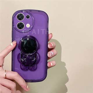 New เคสโทรศัพท์ OPPO Reno8 5G Reno8Z Reno7Z Reno 7Pro Reno7 5G Thai Version Reno6 Pro 5G Fashion with Astronaut Stand Air Bag Transparent Soft Case Cover เคส OppoReno8 Camera Lens Protection