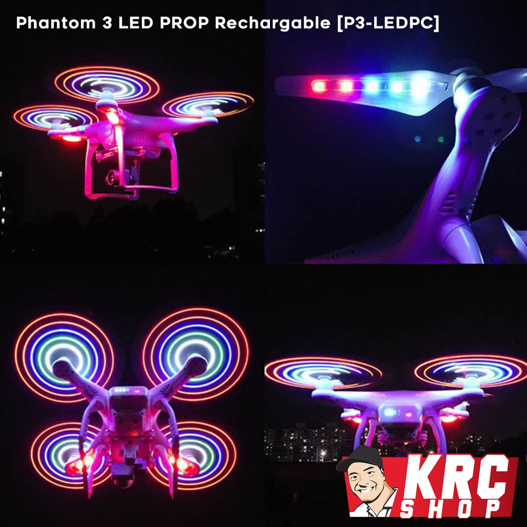 SALE [ส่งไวมาก] ส่งฟรี ซื้อ 2 คู่ ลด 20% ใบพัด LED ชาร์จไฟได้ สำหรับ DJI Phantom 3 (ดุมอลู)