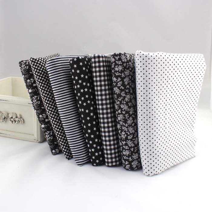 7 pcs 50*50 ซม.สีดํา 100% ผ้าฝ้าย Quilting ผ้า Patchwork ผ้าปูที่นอน DIY เย็บ