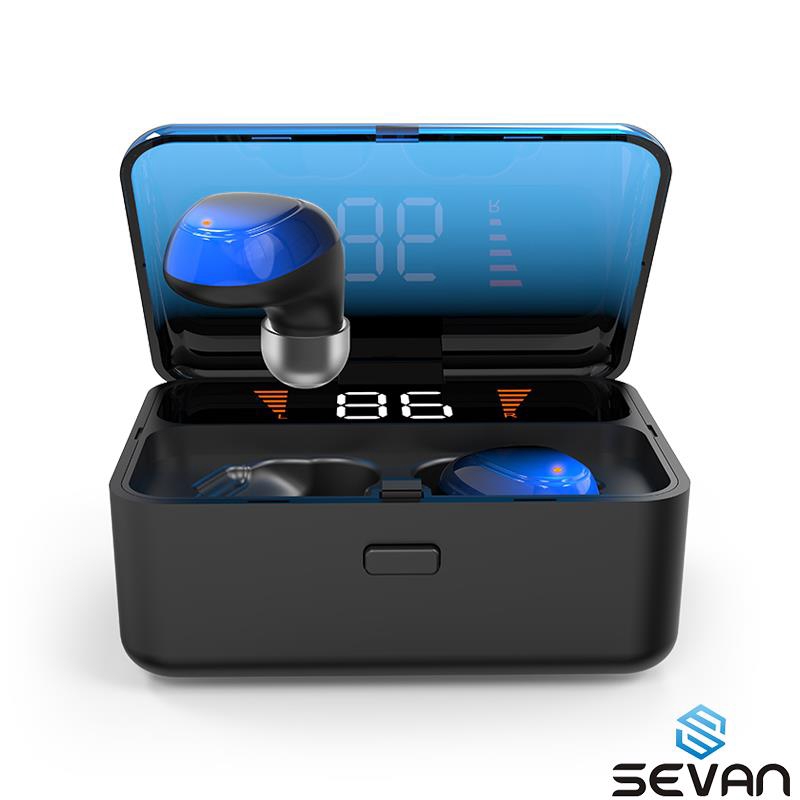 Bluetooth 5.0 Binaural Call Wireless Headset with 2000 mAh Charging Box