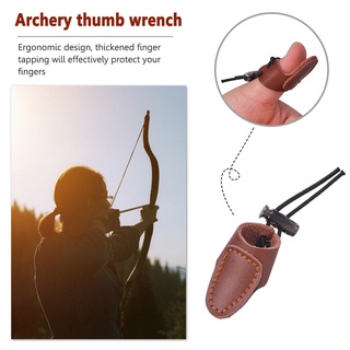 หนังวัวอ่อน Recurve Bow Arrow Finger Tip Protector ฝึกยิงธนูการล่าสัตว์อุปกรณ์เสริม Thumb Ring Tab