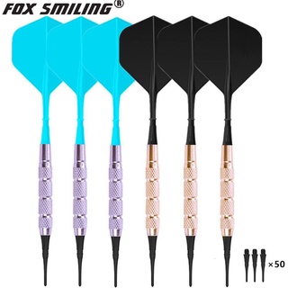 Fox Smiling ลูกดอกปาเป้าอิเล็กทรอนิกส์ แบบนิ่ม 17 กรัม 6 ชิ้น พร้อมเพลา 50 ชิ้น