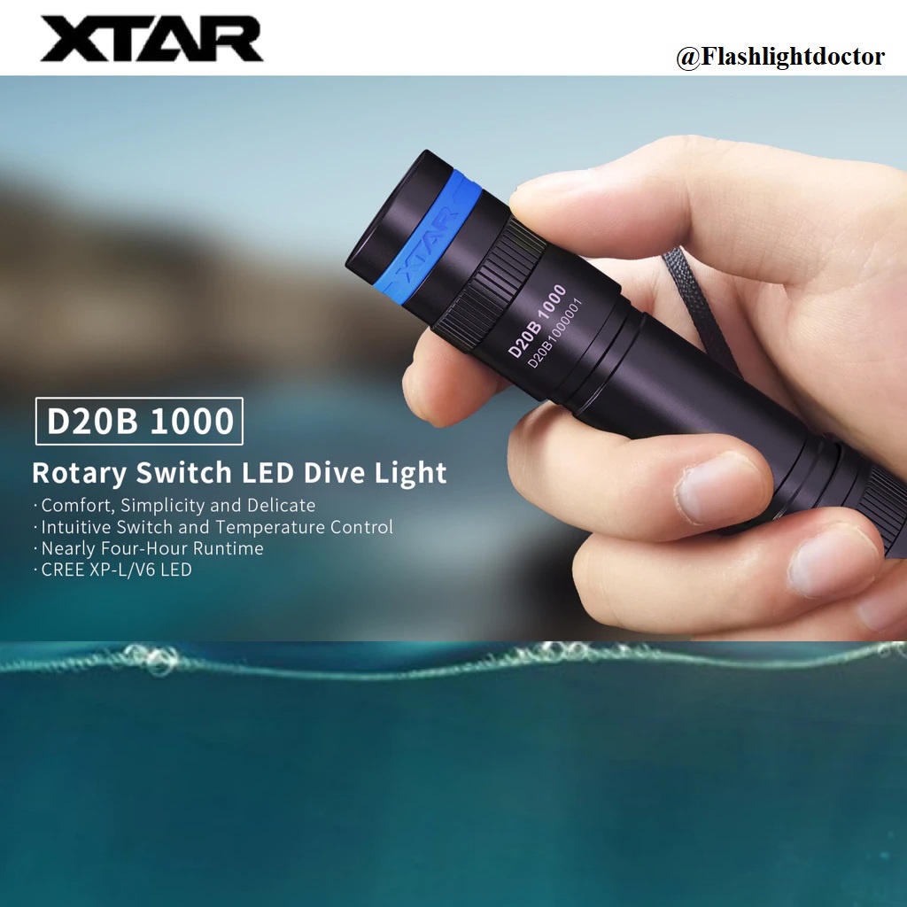 #XTAR Diving Flashlight_ D20B 1000LMS 50M Diving Flashlight