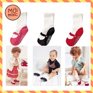 MUIMISC ♥ ถุงเท้าเด็กแรกเกิด ใส่ได้ตั้งแต่แรกเกิด ถึง 2 ขวบ มีกันลื่น มี 3 สี ดำ/แดง/ชมพู