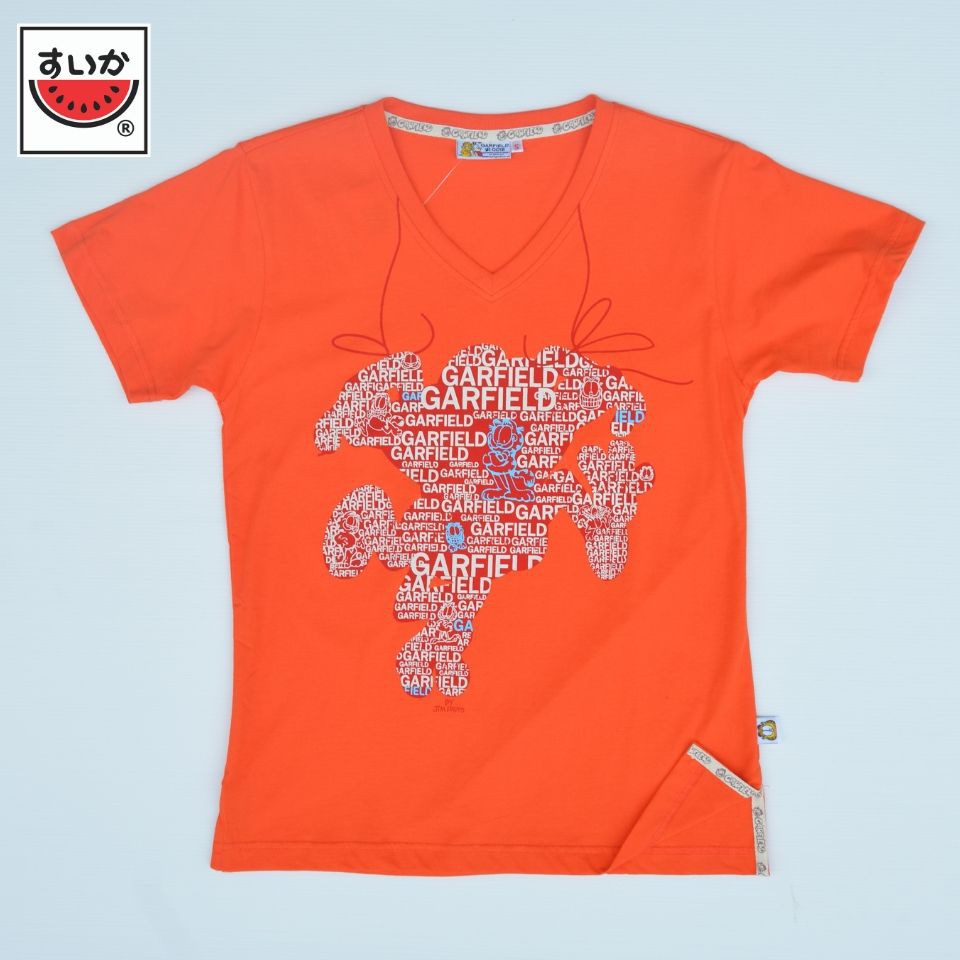 แตงโม (SUIKA) - เสื้อแตงโม คอวี ลาย GARFIELD สีส้ม