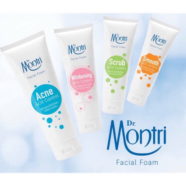 Dr.Montri facial foam สูตร acne/white/scrub/smooth 62.5ml/125ml