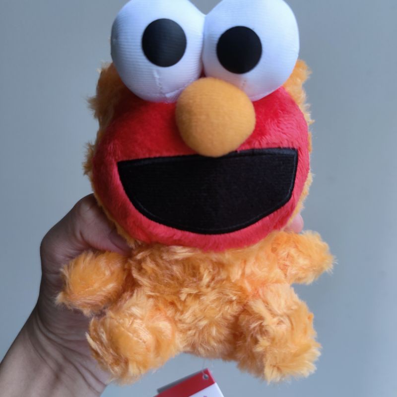 ตุ๊กตา เอลโม่ ใส่ฮู้ด ครบรอบ50ปี Elmo 10นิ้ว ขนกุหลาบสีส้ม ป้ายห้อย sesame street 50th anniversary ล