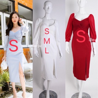 พร้อมส่ง💃 3color 💃soju dress 💃แต่งม้วนหน้าอก