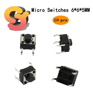 [Spot retail] 10pcs 6*6*5MM micro switch button touch switch small button switch horizontal copper feet