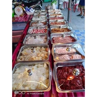 ถาดอาหารสแตนเลส พร้อมฝากระจก ถาดใส่บุฟเฟ่ ถนอมอาหาร กันแมลงวัน คุณภาพดี อเนกประสงค์ รุ่น SY-666
