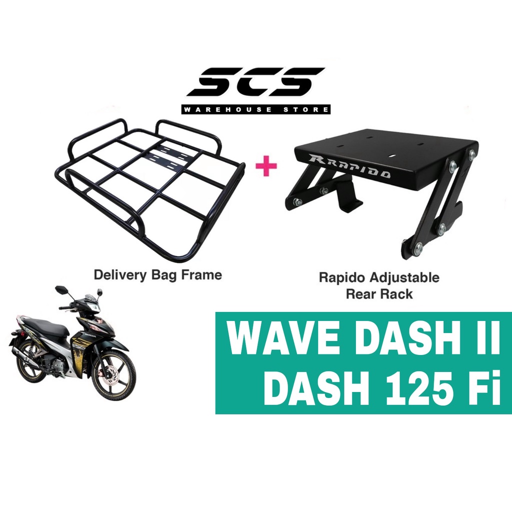 Tapak Monorack Lipat Rapido Honda Wave Dash II Dash-125 Fi Food Delivery Bag Bracket Base Transforme