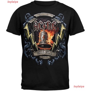 Liquid Blue Mens Ac/DC-Hells Bells Shield T-Shirt เอซี/ดีซี ​วงร็อค เสื้อยืดพิมลาย เสื้อยืดแฟชั่นผู้ชาย เสื้อยืดผูหญิง