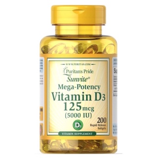 Puritan’s pride Vitamin D3 125 mg (5000iu) 200 เม็ด