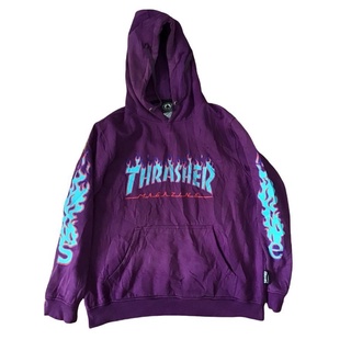 THRASHERแท้มือสองสภาพดี THRASHER เสื้อยืดสุดแนวลายไฟมาแรงที่เหล่าคนดังใส่กัน