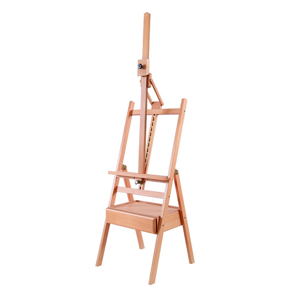 Wooden H Frame Forward Tilt Studio Easel Stand with Drawer Adjustable