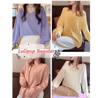 เสื้อไหมพรม เสื้อกันหนาวไหมพรม สีพาสเทล  มินิมอล เกาหลี