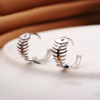 กระดูกปลา ต่างหู เงิน 925 แฟชั่นผู้หญิง แต่งตัว Earrings WE54R