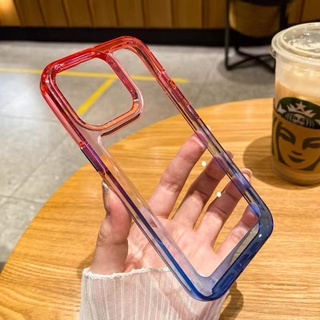 เคสอะคริลิคใส ไล่โทนสี หรูหรา กันกระแทก สําหรับ iPhone 13 14 plus 12 11 Pro MAX X XS MAX XR