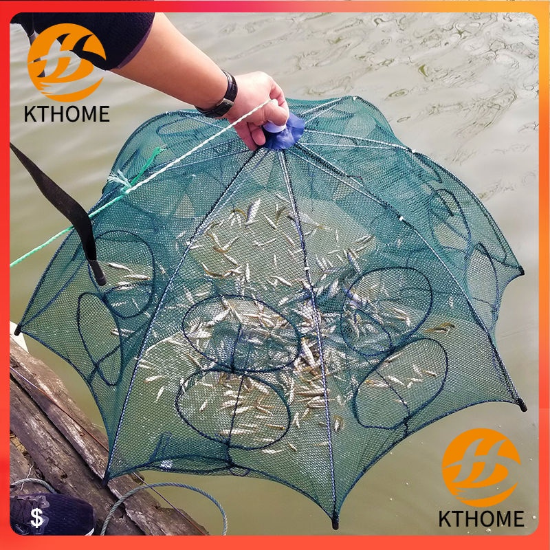 KTHOME ปลีก/ส่ง 50104 ที่ดักปลา มุ้งดักปลา 6 ช่อง 8 ช่อง 10 ช่อง ตาข่ายดักปลา กระชังปลา  ดักจับกุ้งปลา พับเก็บได้