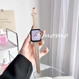 สายนาฬิกาข้อมือหนัง แบบบาง หรูหรา สําหรับ Apple Watch Series 7 6 SE 5 4 3 2 IWatch Band 45 มม. 41 มม. 40 มม. 44 มม. 38 มม. 42 มม.