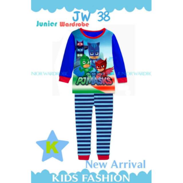 Jw 38 K (pj mask) ชุดนอนเด็กพร้อมหน้ากากซูเปอร์ฮีโร่ motif pj ชุดนอนเด็ก