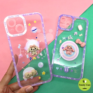 I7+/11/13 เคสมือถือนิ่มใสกันกล้อง ซิลิโคน TPU ติดการ์ตูนกระต่ายนูน