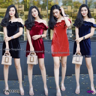 AK 11309 Dress เดรสสั้นเปิดไหล่