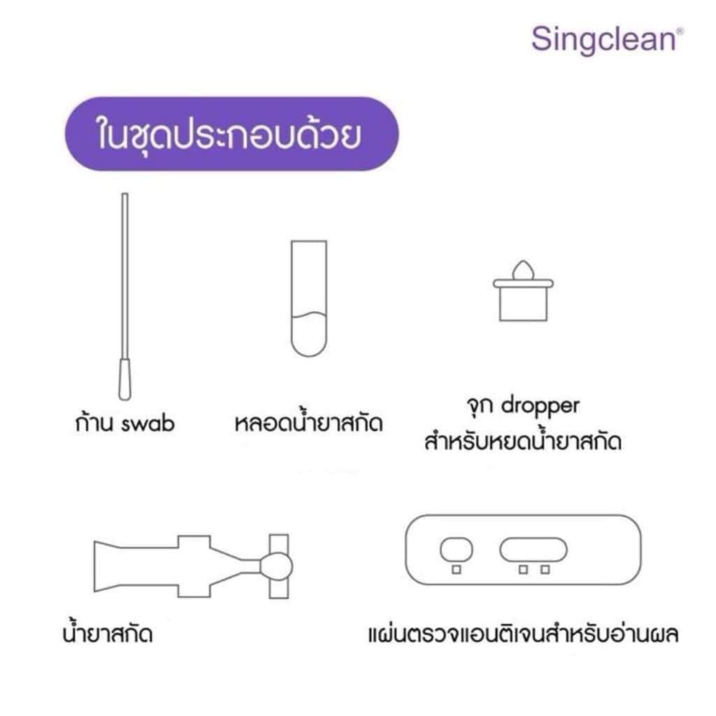 ชุดตรวจโควิด ชุดตรวจ ATK ชนิดแหย่จมูก ยี่ห้อ Singclean COVID-19 Test ...