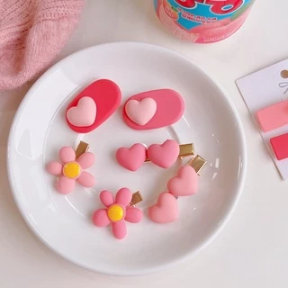 Cute 021 กิ๊บติดผม กิ๊บหนีบผมโทนชมพู 2 ชิ้น / ชุด