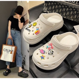 𝑳𝒂𝒆𝒊 𝒃𝒂𝒈&amp;𝒔𝒉𝒐𝒆𝒔👠 รองเท้าหัวโต ทรง Crocs มีรัดส้น 5 สี  (10)