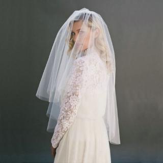 Hot 2Tier Double-Layer Mesh Fingertip Length Wedding Veil