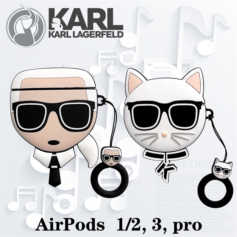 เคสหูฟังซิลิโคน กันกระแทก ลายแมว KARL Lafayette 3D พร้อมพวงกุญแจ คุณภาพสูง สําหรับ Airpods Pro2 Airpods1 2 3 Pro 2