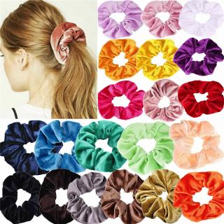 10 ชิ้นสาวผู้หญิงกำมะหยี่สาวผม Scrunchies วงยืดหยุ่นผูกผม