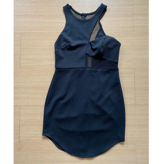 เดรสมินิ Black Mesh Mini Dress