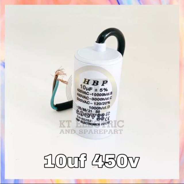 HBP คาปาซิสเตอร์ แบบมีสาย 10uf 450v