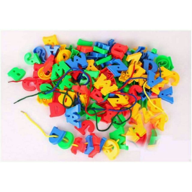ร้อยเชือก A-Z ออกบิลได้ ร้อยเชือกตัวอักษร ก-ฮ ของเล่นเสริมพัฒนาการ